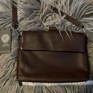 Genuine leather VINCE Camuto crossbody Black cherry color brand new